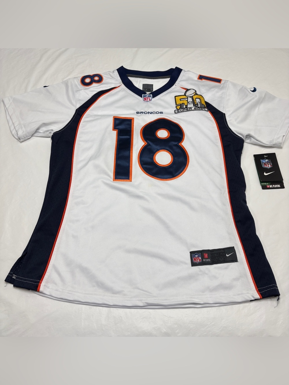 Peyton Manning Denver Broncos Jersey Nike Super Bowl 50 White Womens XXL New